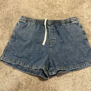Zara Faux Denim Relaxed Jogger Shorts Large